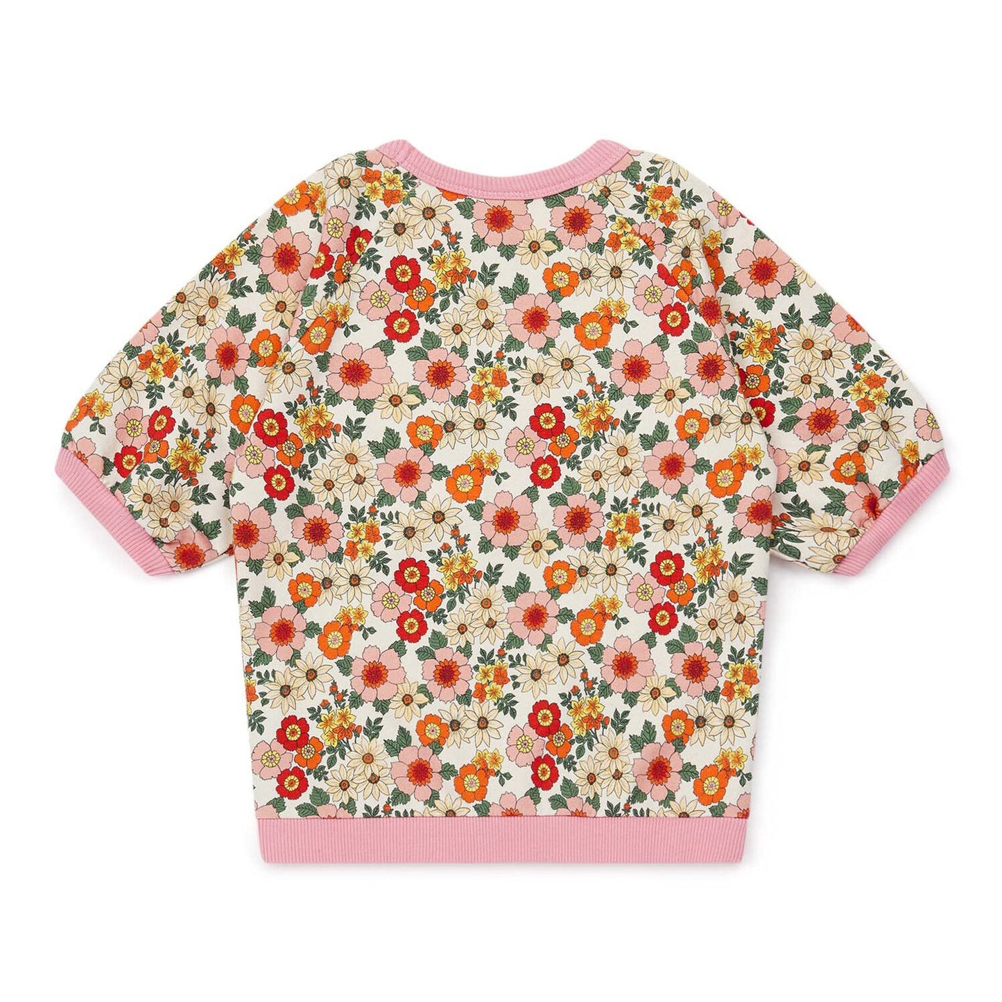 女童粉色碎花短袖卫衣