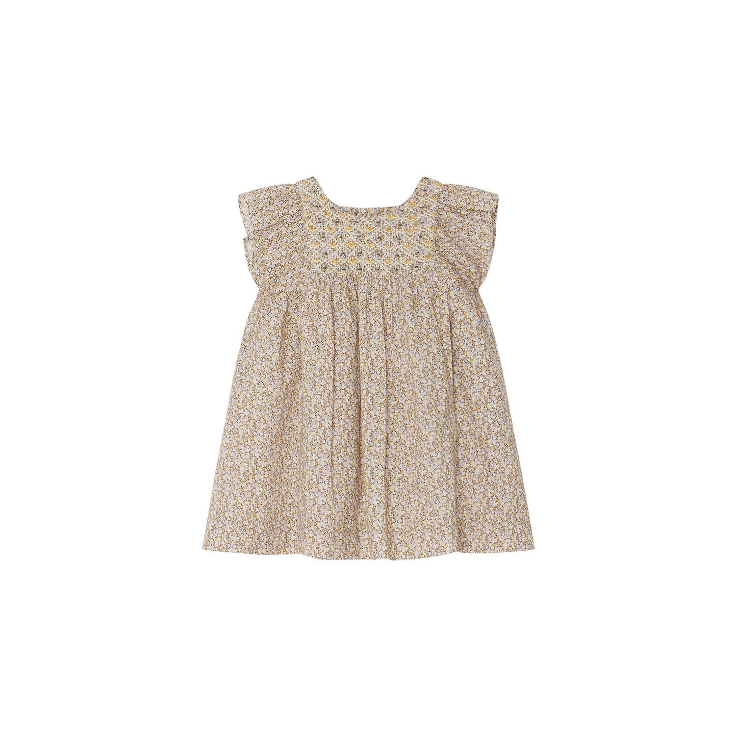 女婴黄色碎花棉连衣裙