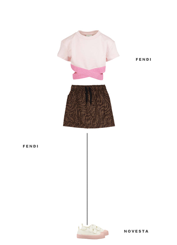 女童棕色Logo短裙