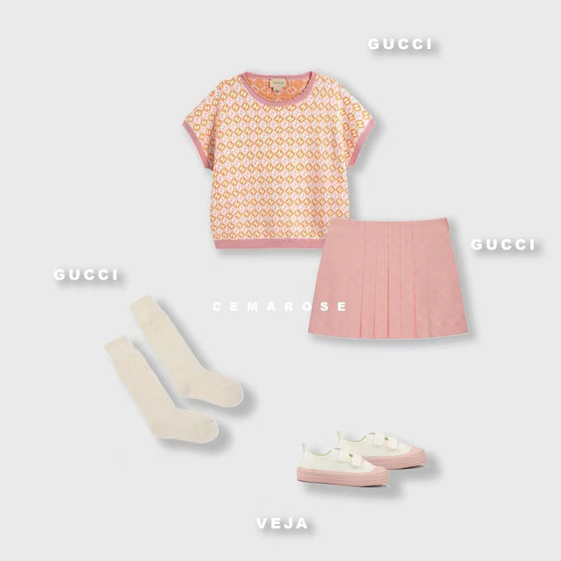 女童粉色Logo短裙