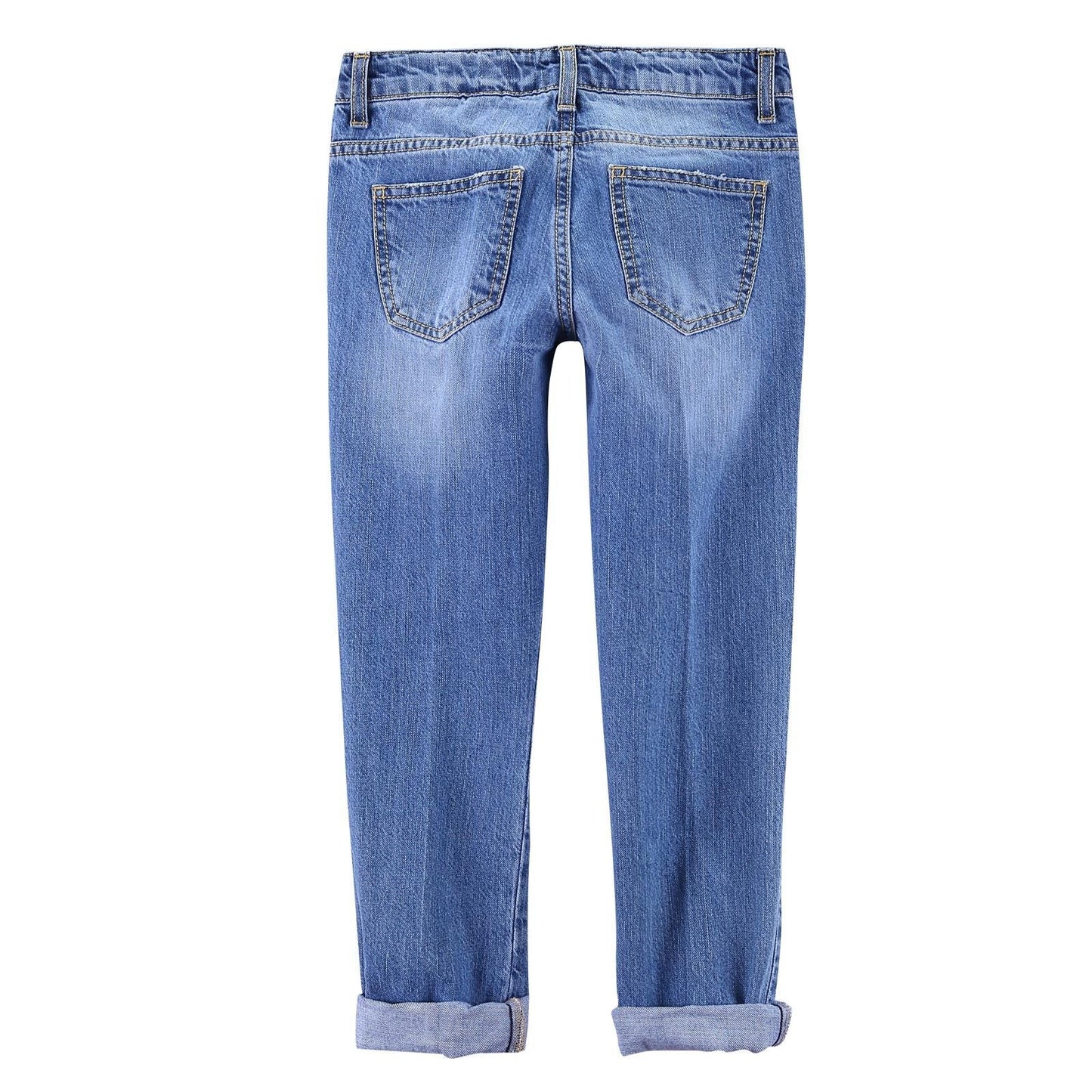 Girls Blue Patch Birds Trims Cotton Denim Jeans