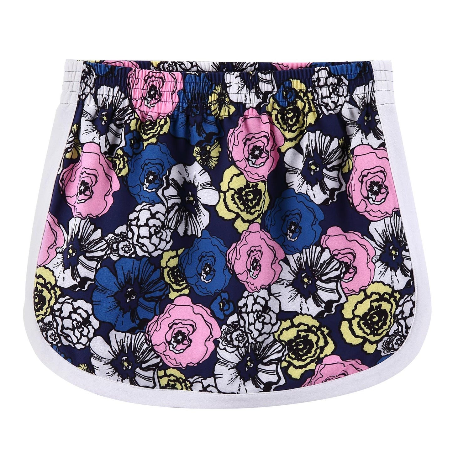 Girls Multicolor Flower Printed Crepe Skirt
