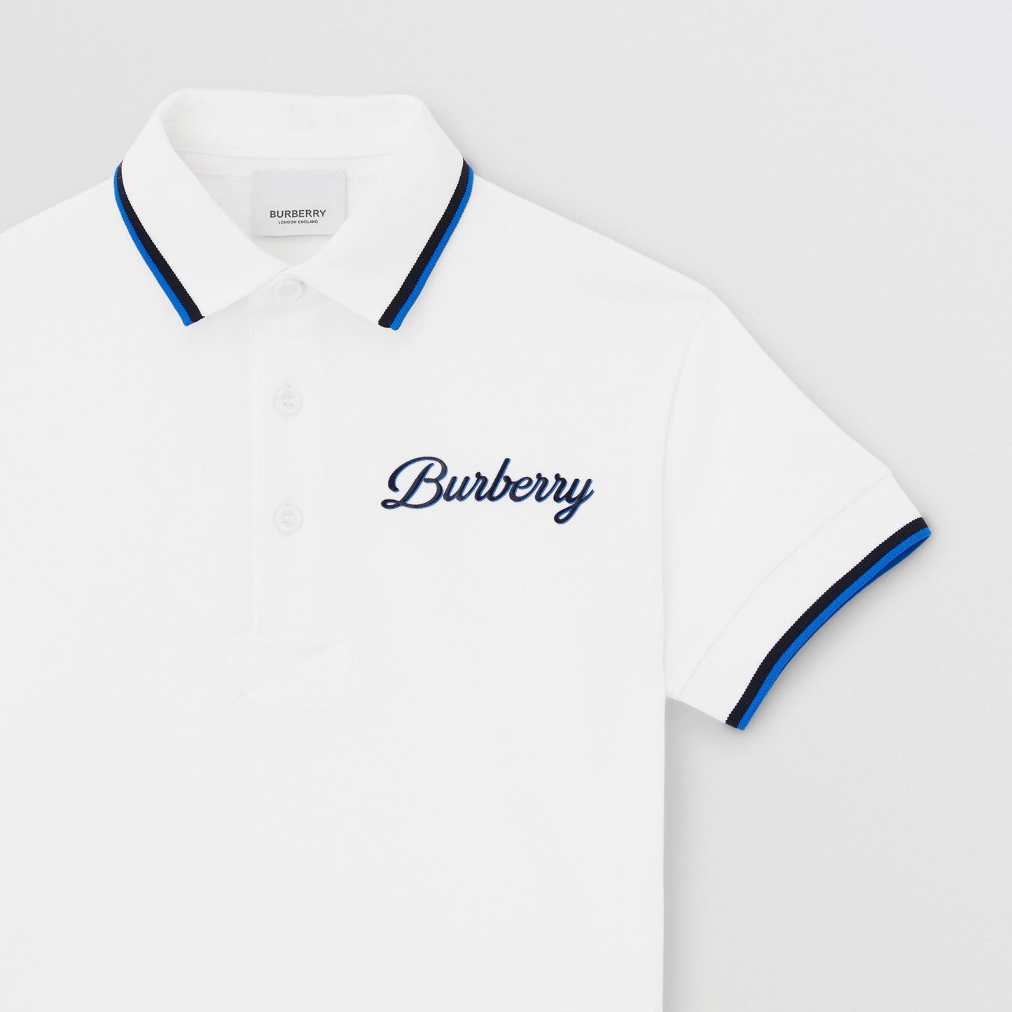 男童白色Logo棉Polo衫