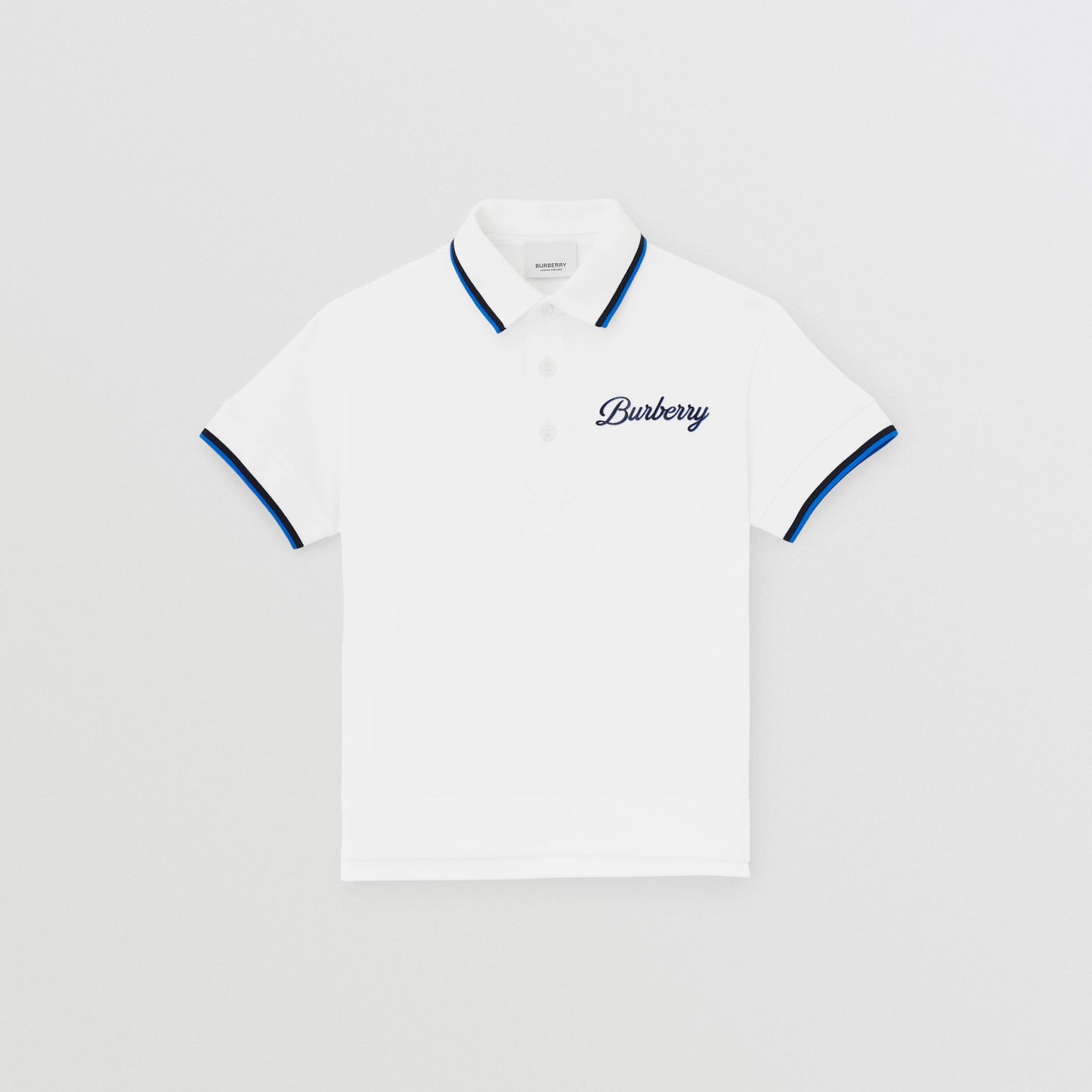 男童白色Logo棉Polo衫