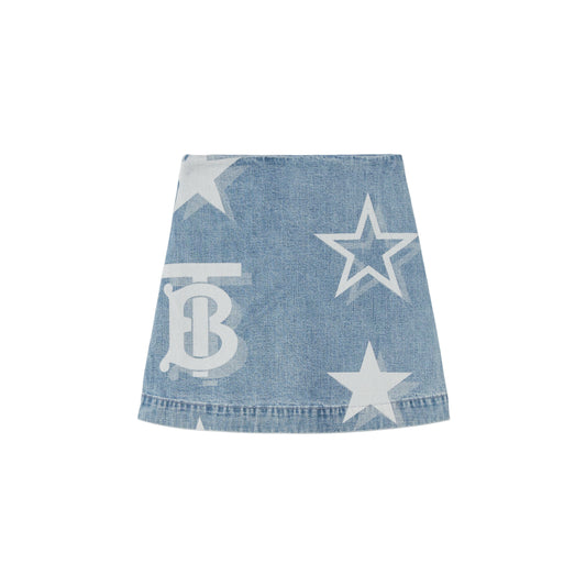 女童浅蓝色Logo牛仔短裙