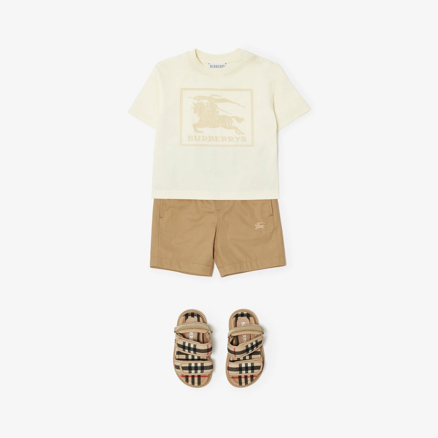 婴儿奶油白印花棉T恤