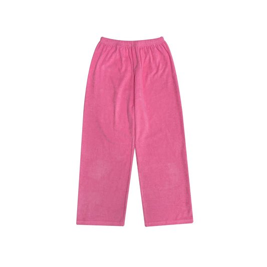 儿童粉色丝绒长裤