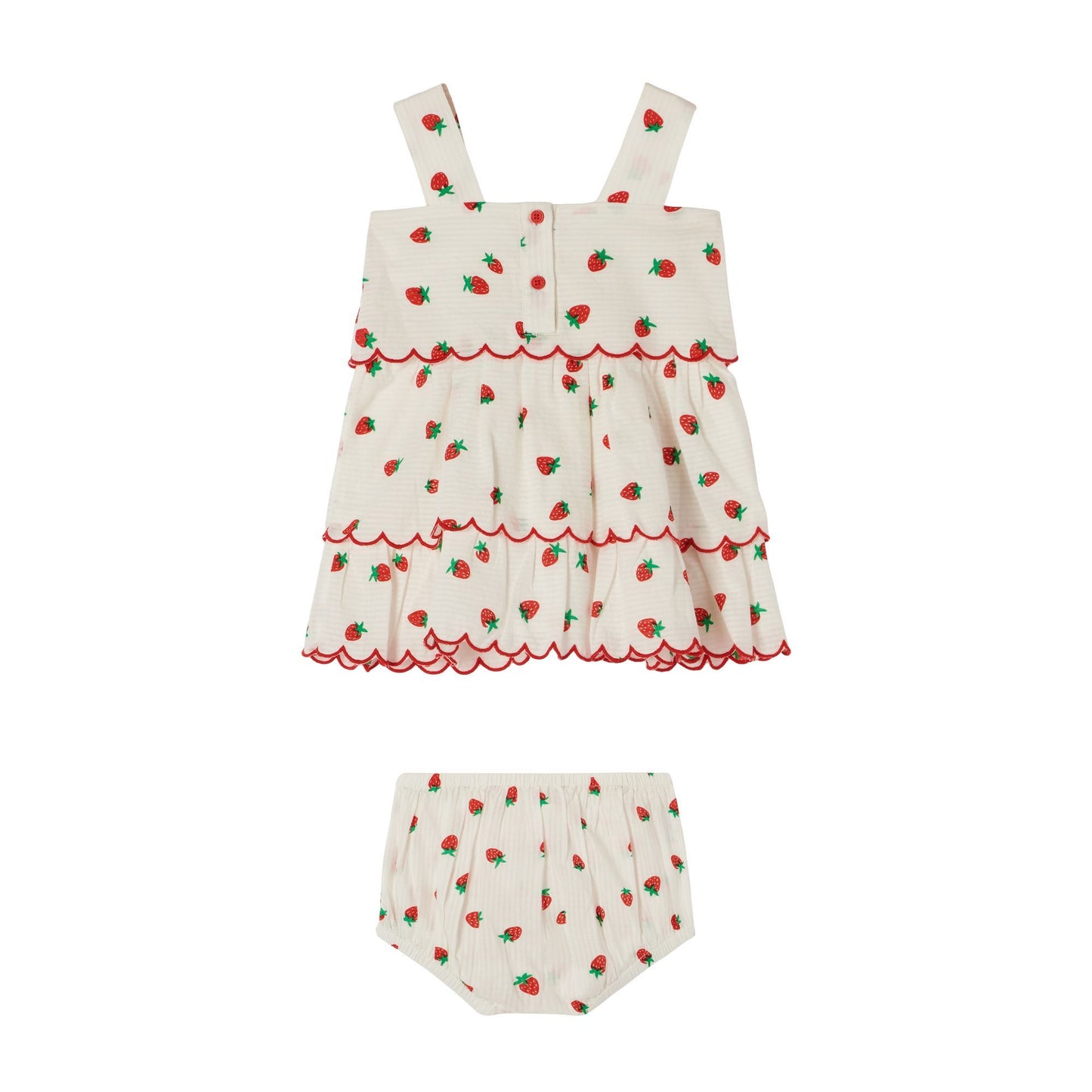 女婴白色印花连衣裙套装