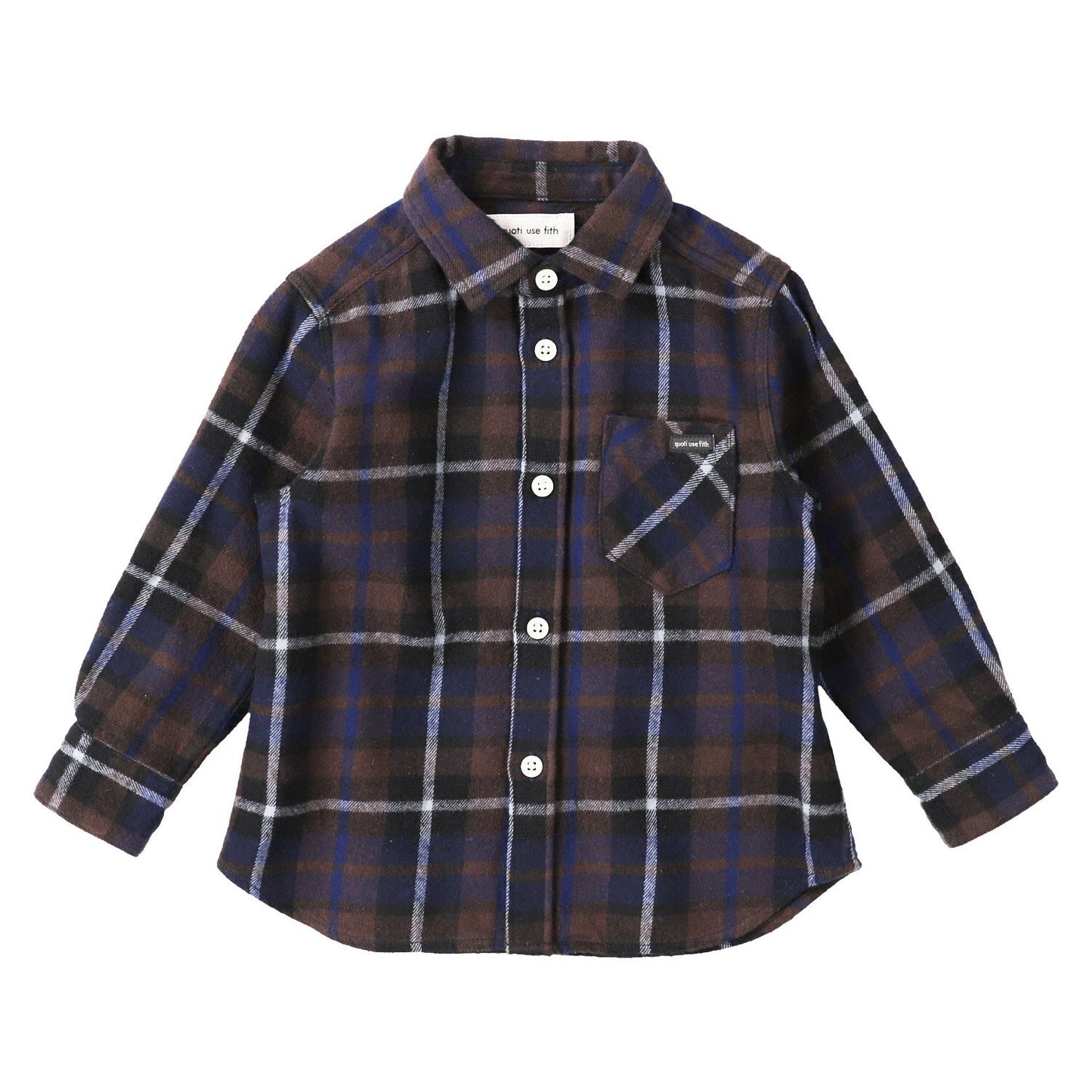 男童藏青色格子棉衬衫