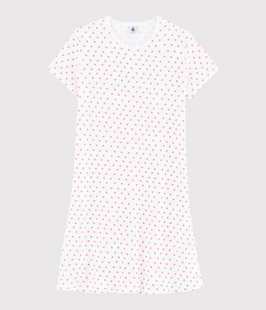 Girls White Dots Nightwear Dress