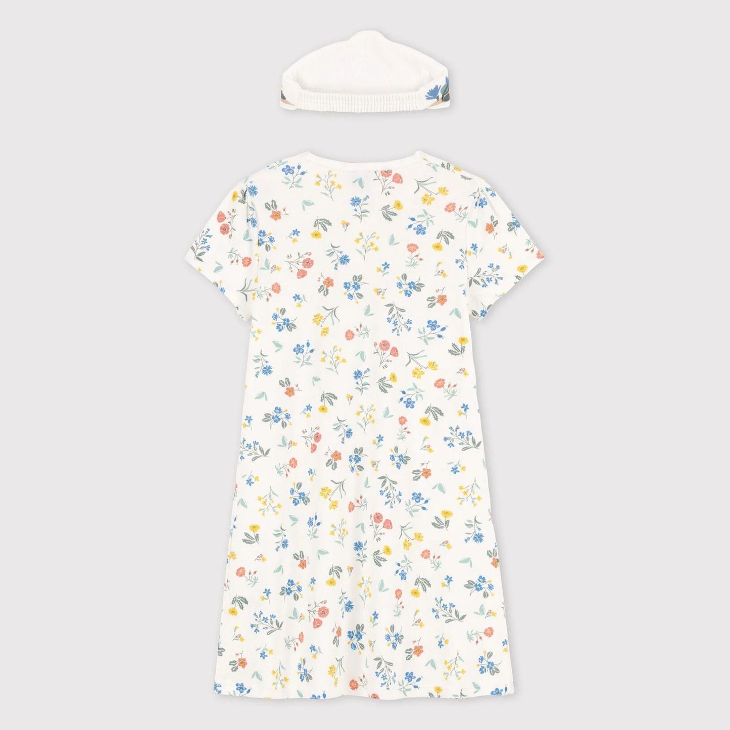 女童白色棉连衣裙套装