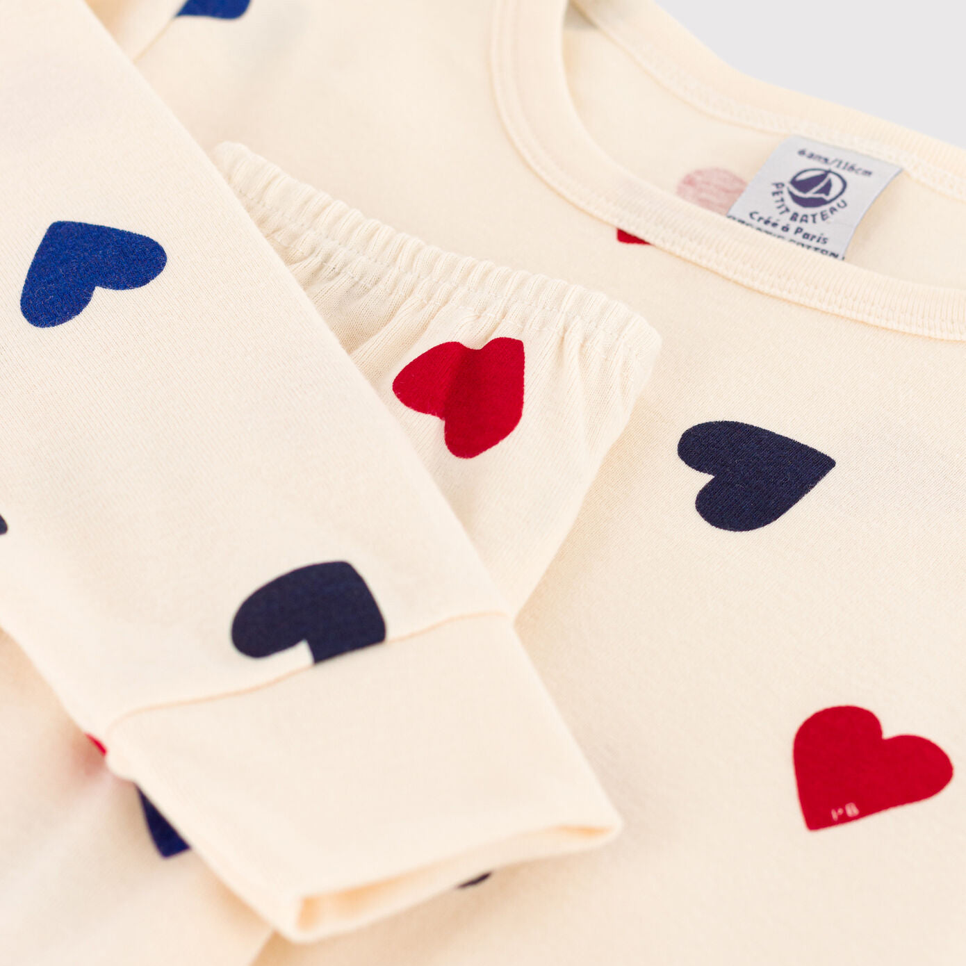 女童白色心形棉睡衣套装