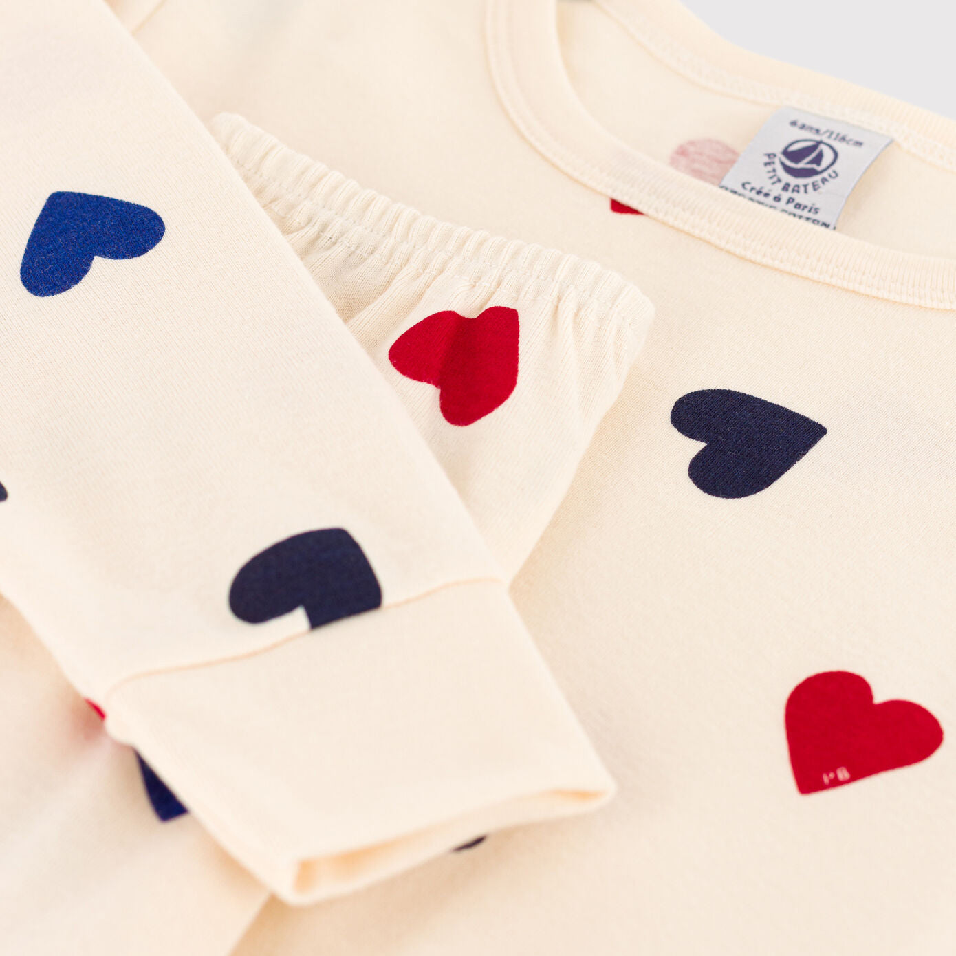 女童彩色心形棉睡衣套装