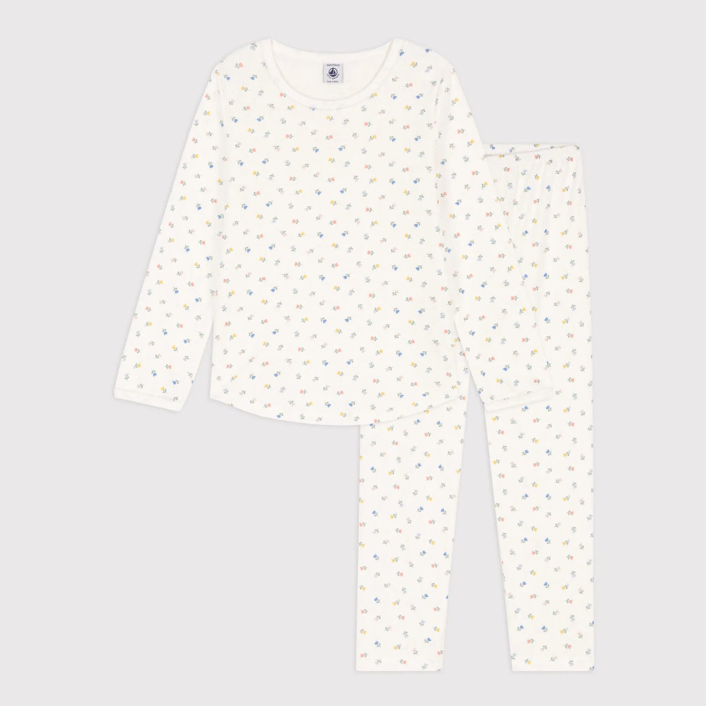 女童白色碎花棉睡衣套装