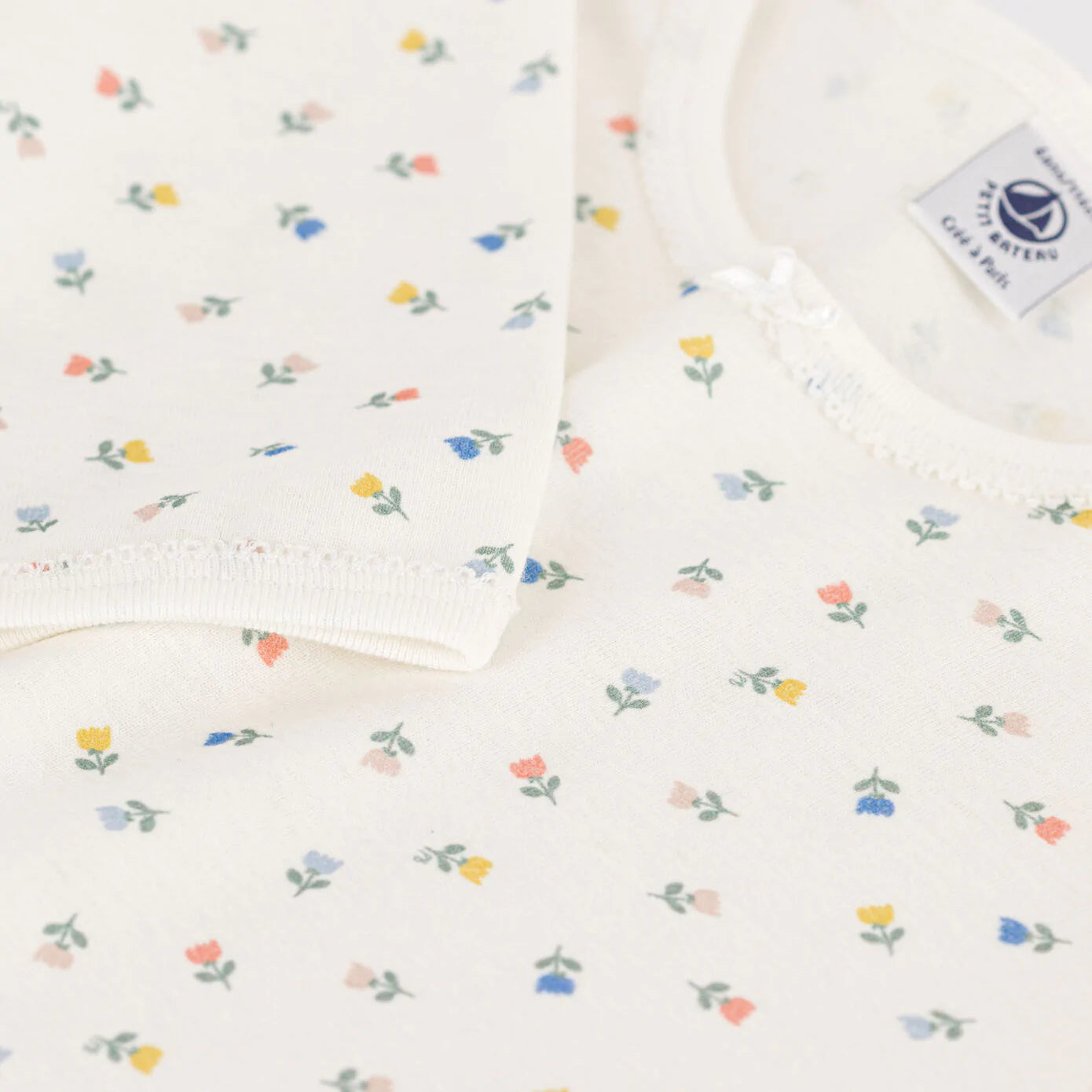 女童白色碎花棉睡衣套装