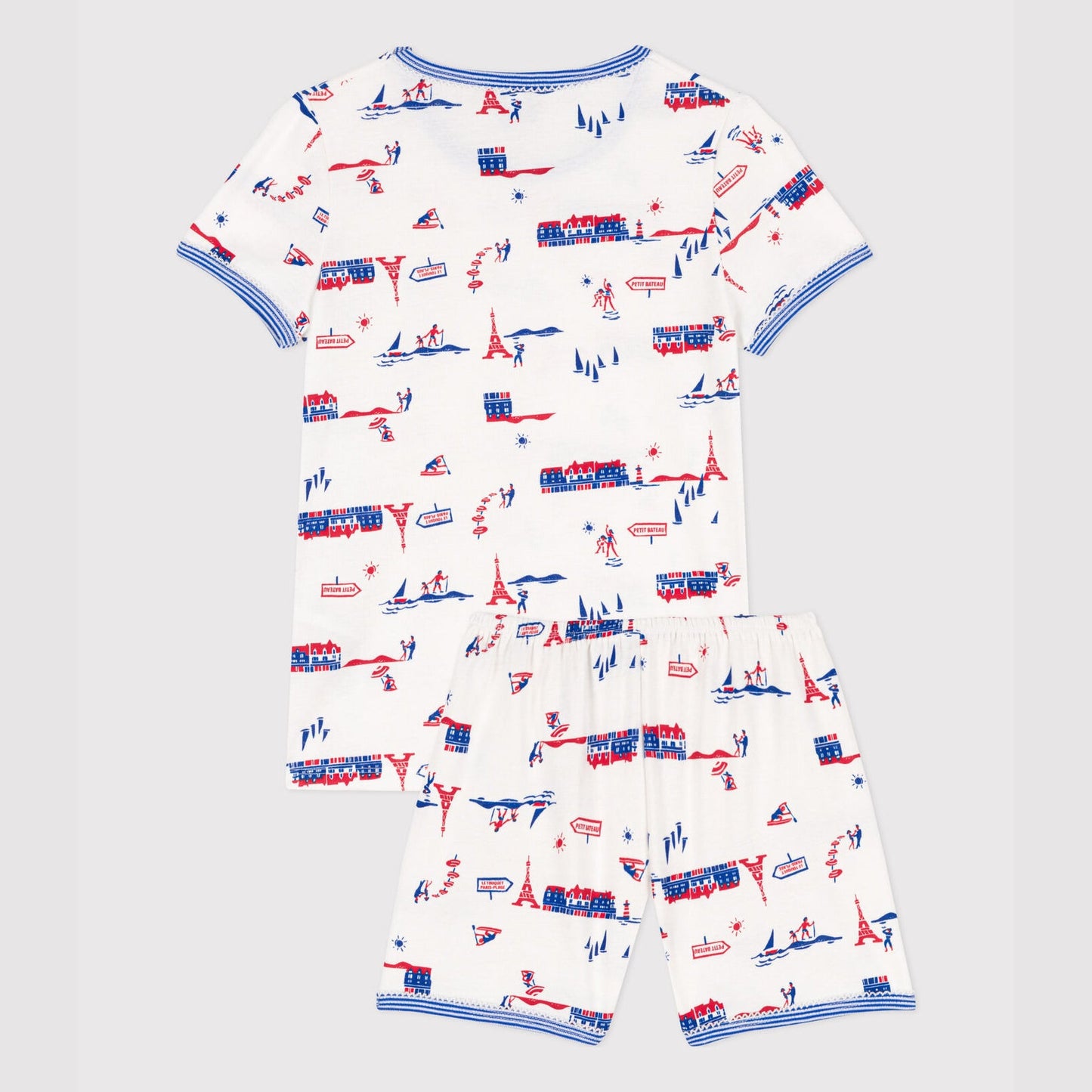 男童白色印花棉睡衣套装