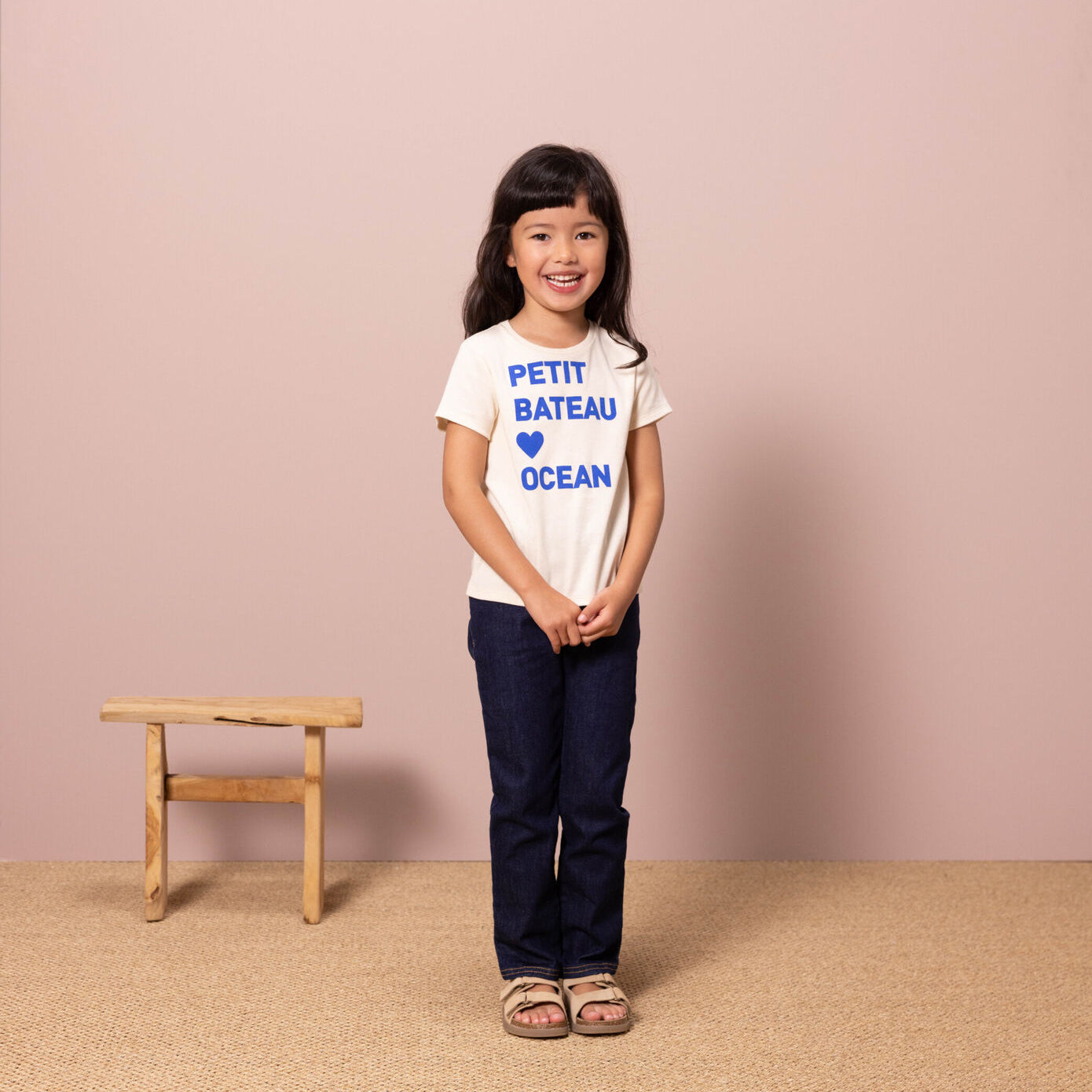 女童白色Logo棉T恤