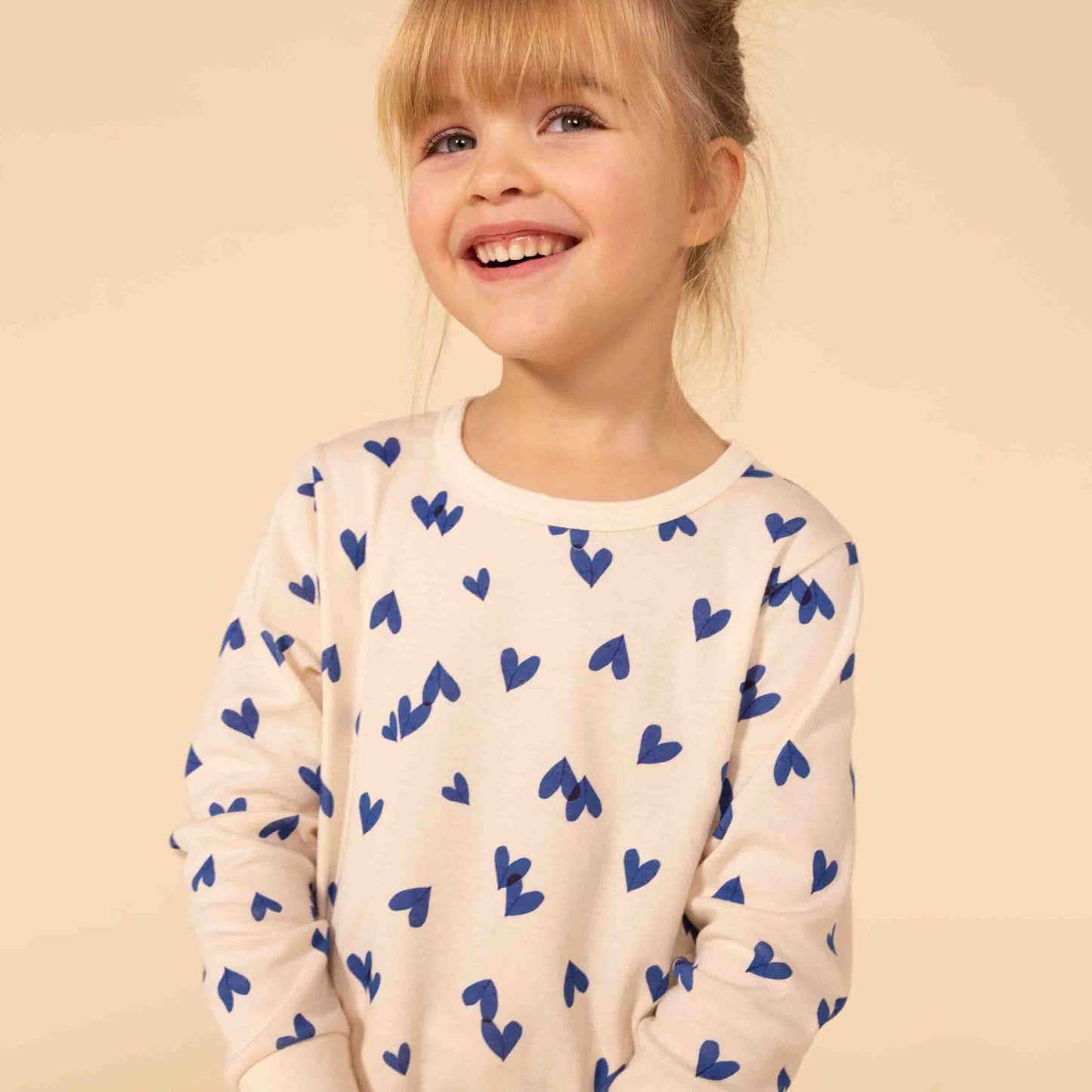 女童白色印花棉睡衣套装