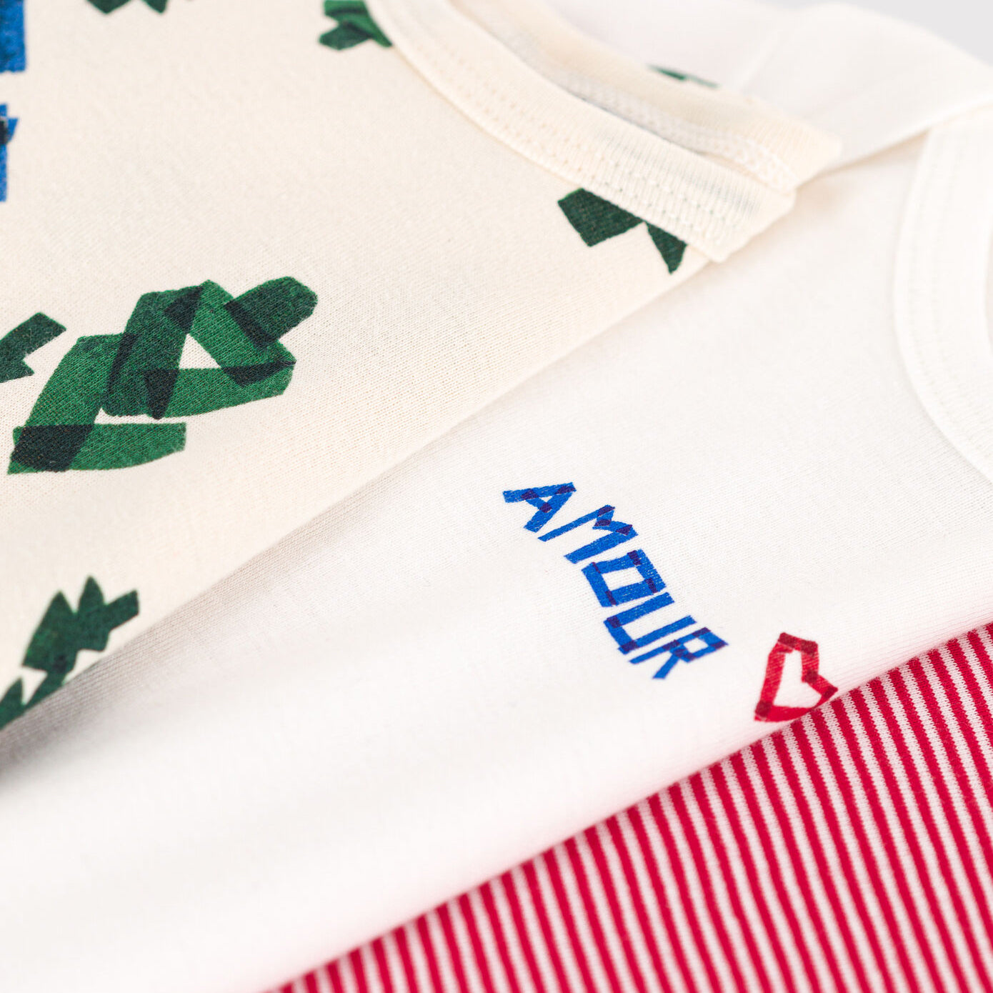 婴儿白色印花棉连体衣套装(3件)