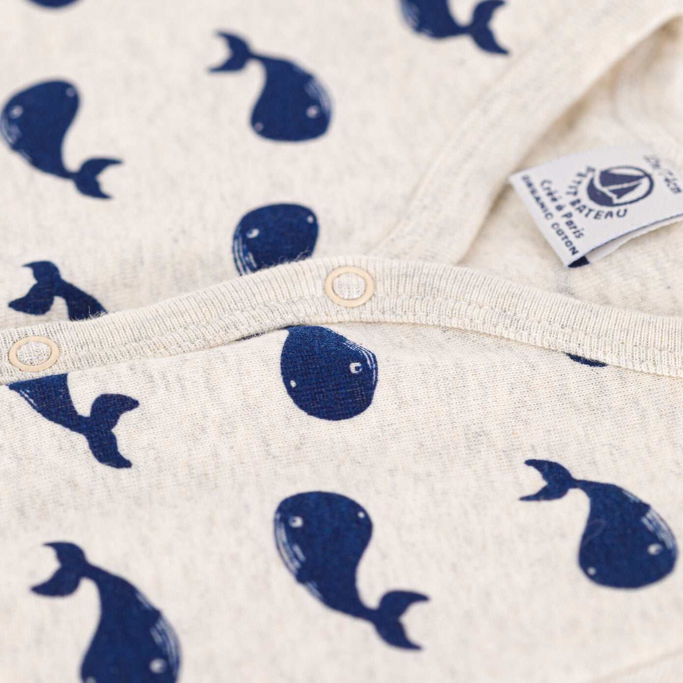 男婴灰色印花棉连体衣