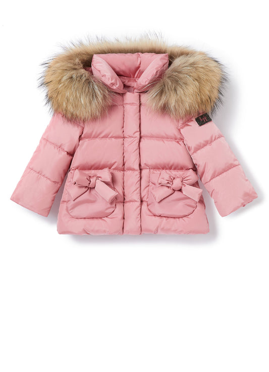 女婴玫瑰粉羽绒夹克
