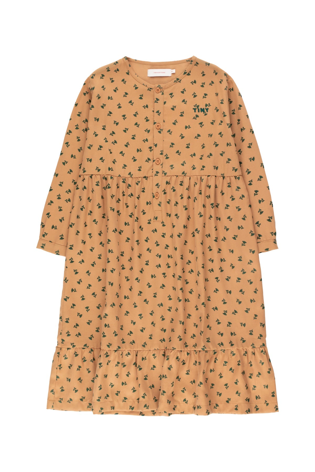 女孩们浅棕色花朵印花连衣裙