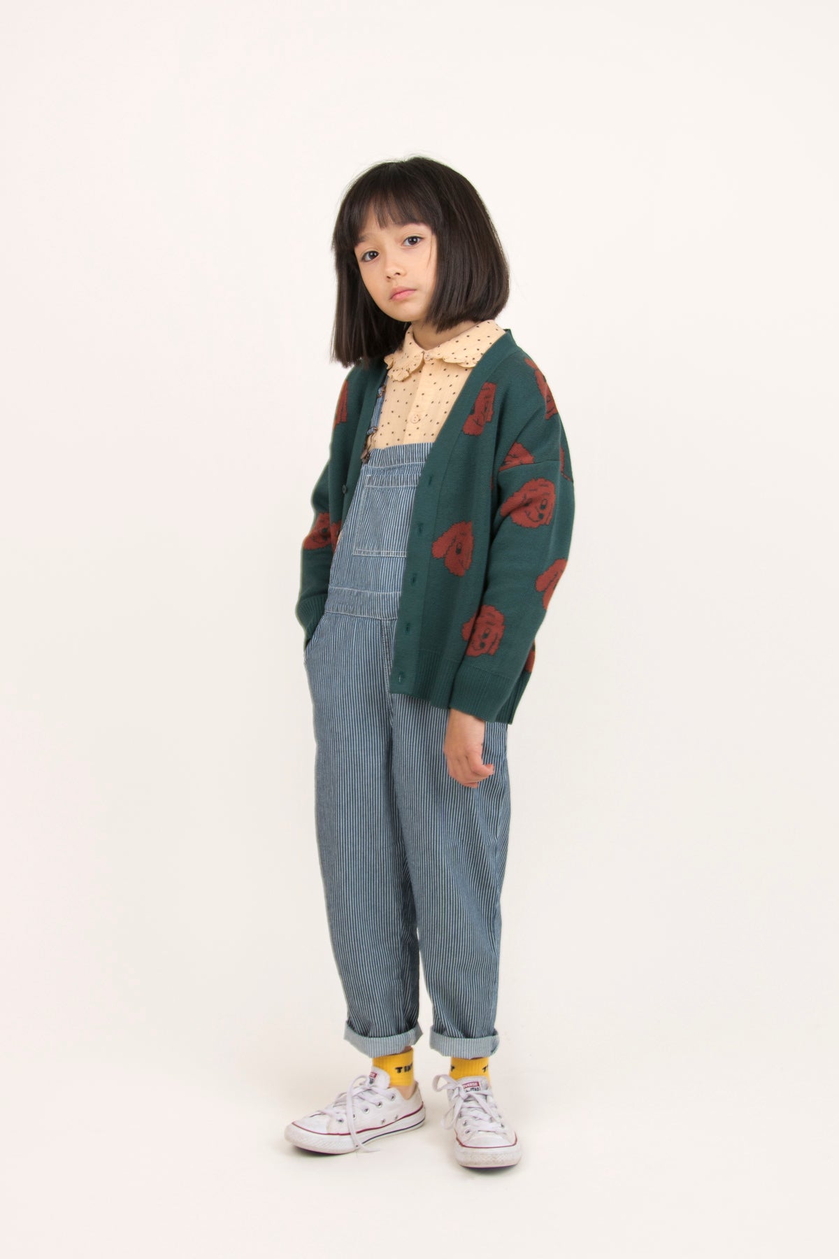 女童卡布奇诺色圆点棉衬衫