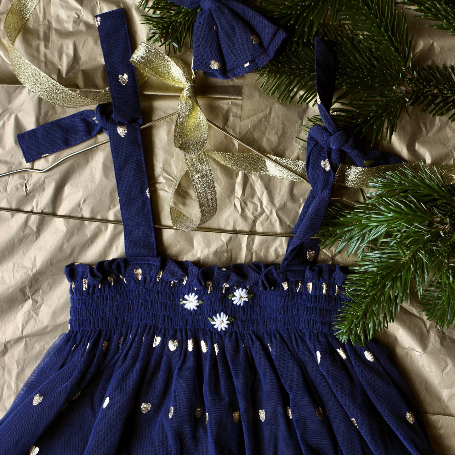 女童蓝色心形棉连衣裙