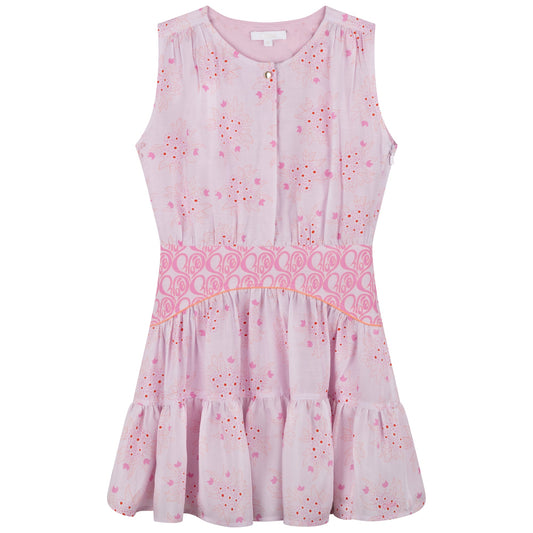 女童粉色印花连衣裙
