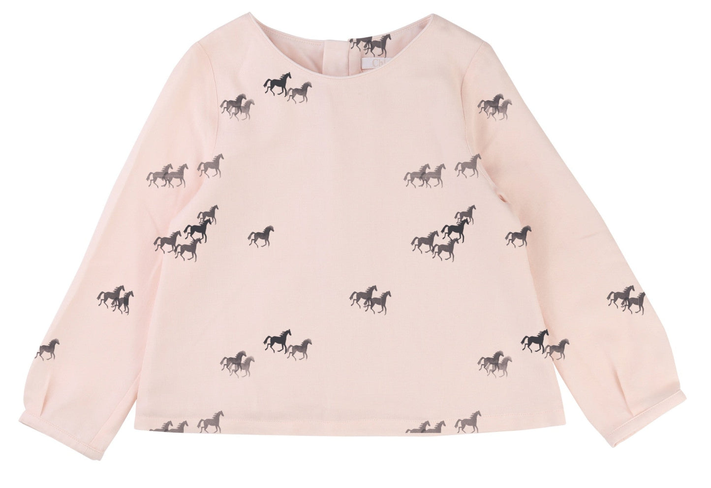 Girls Pink Allover Printed Trims Blouse