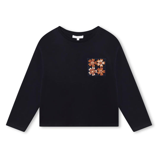 女童蓝色印花棉T恤