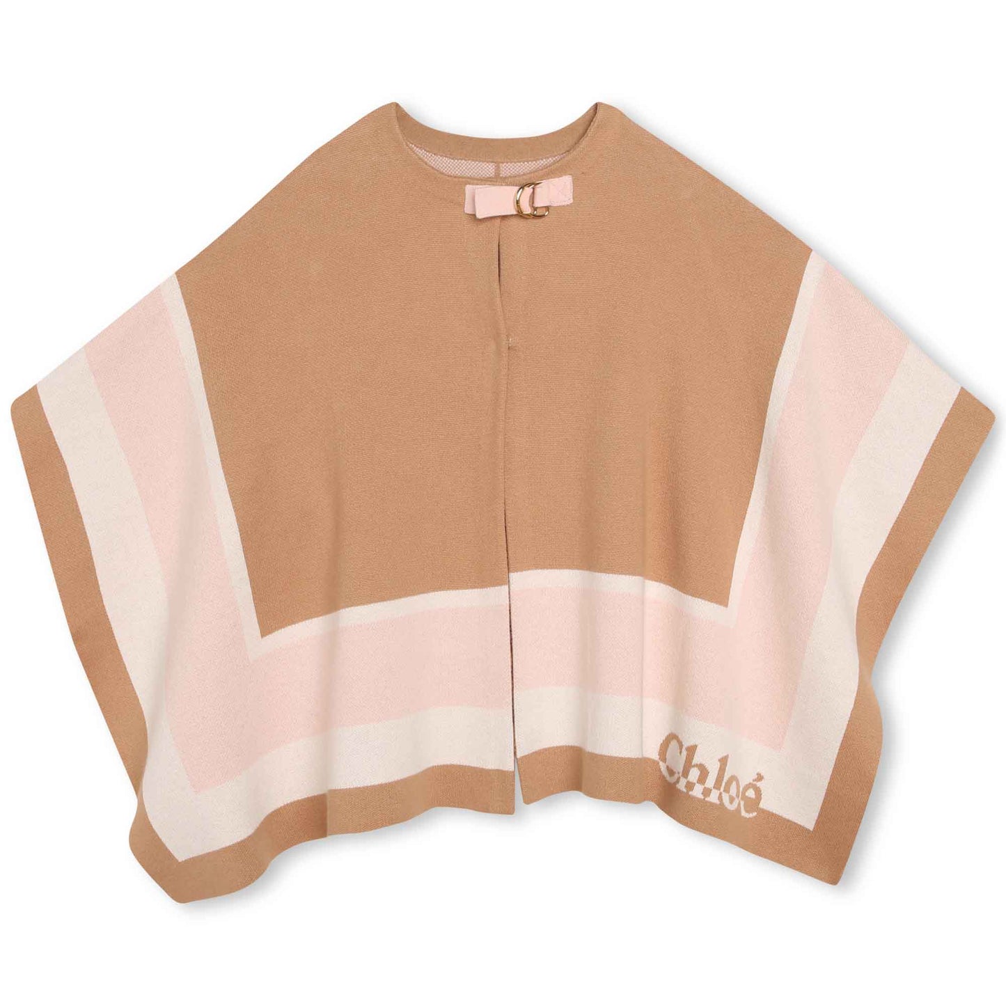 女童驼色Logo斗篷