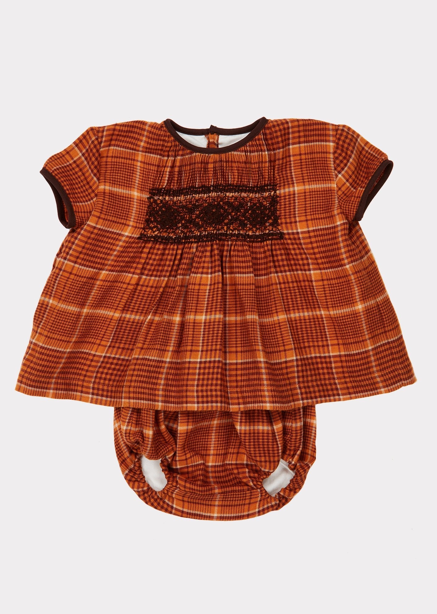 Baby Girls Orange Check Dove Tunic Set