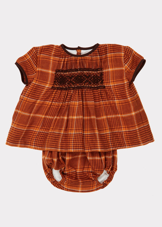 Baby Girls Orange Check Dove Tunic Set