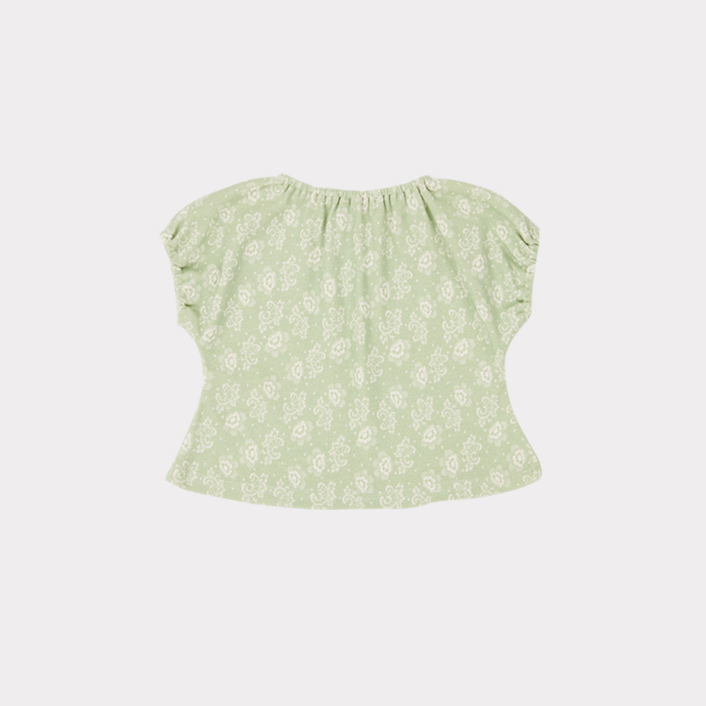 女婴薄荷绿印花棉套装