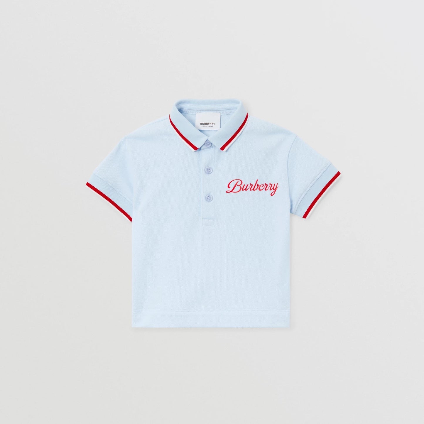 男婴浅蓝色Logo棉Polo衫