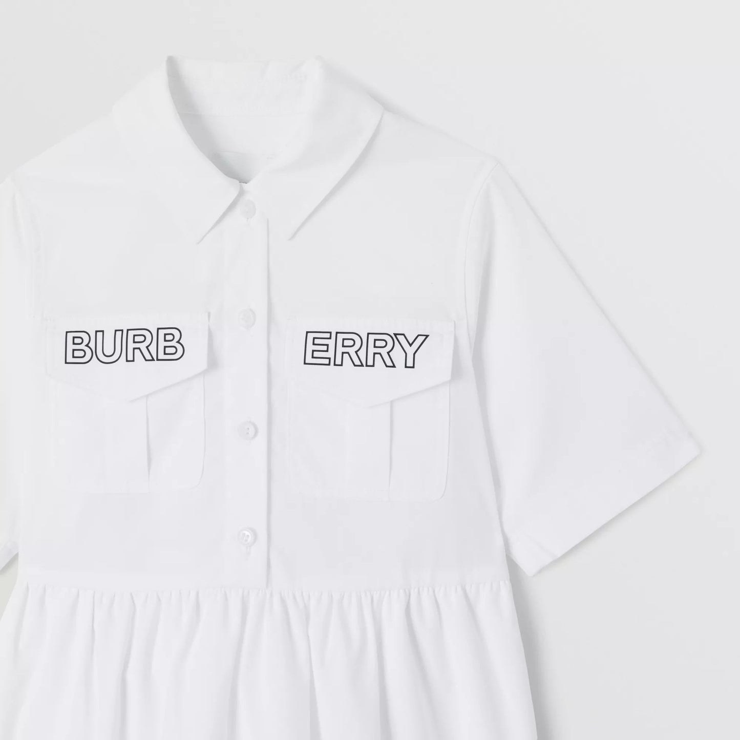 女童白色Logo棉连衣裙