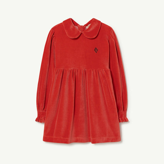 女童红色Logo丝绒连衣裙