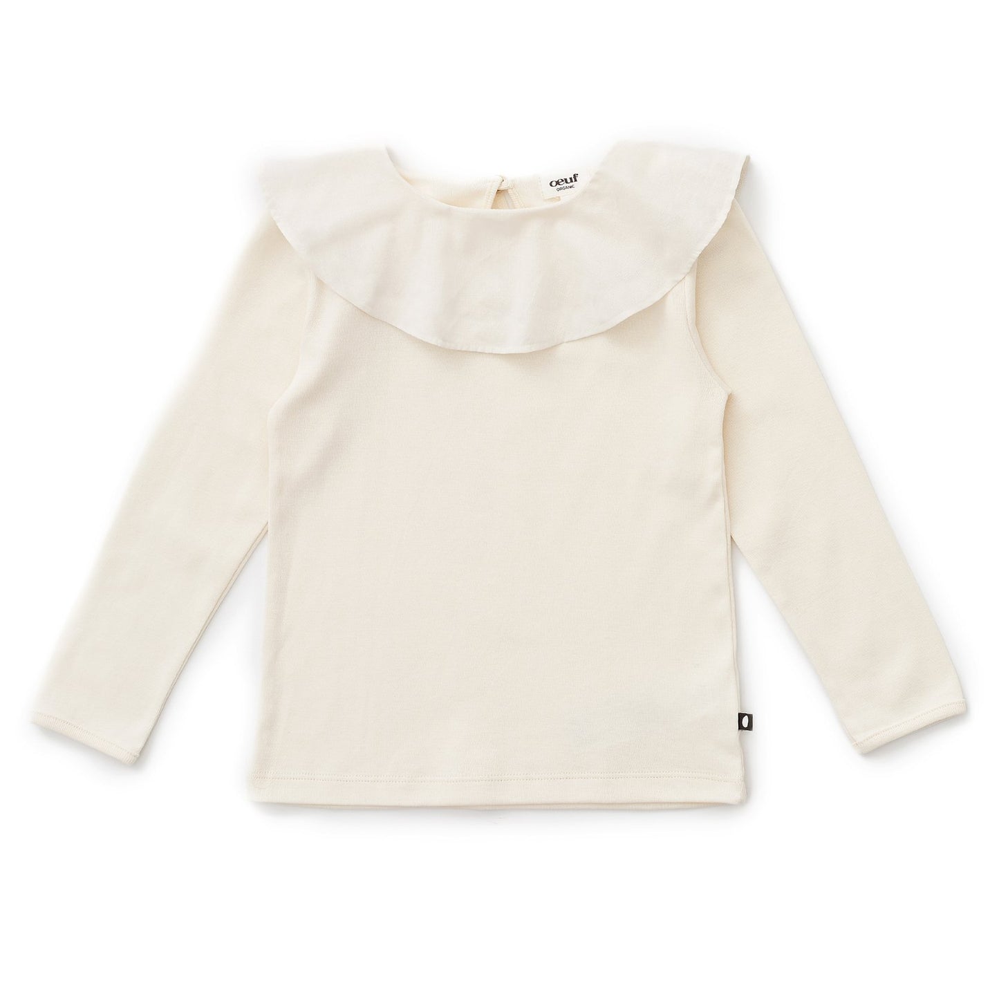 女童白色荷叶边棉上衣