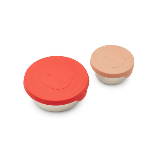 儿童红色&粉色餐盒(2件)