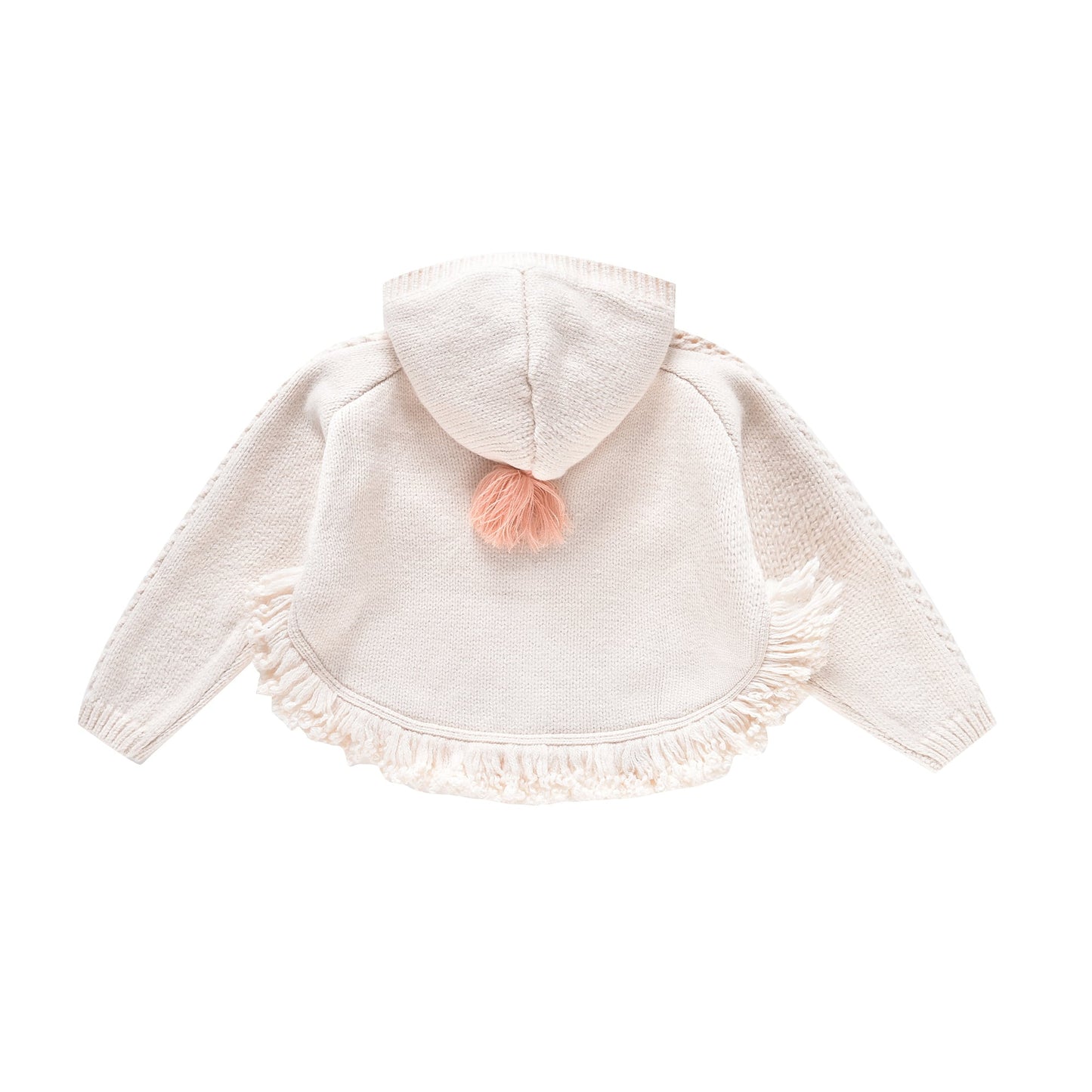 女童白色羊毛针织斗篷