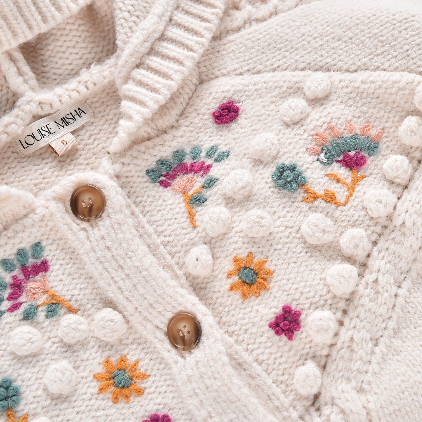 女童白色羊毛针织斗篷