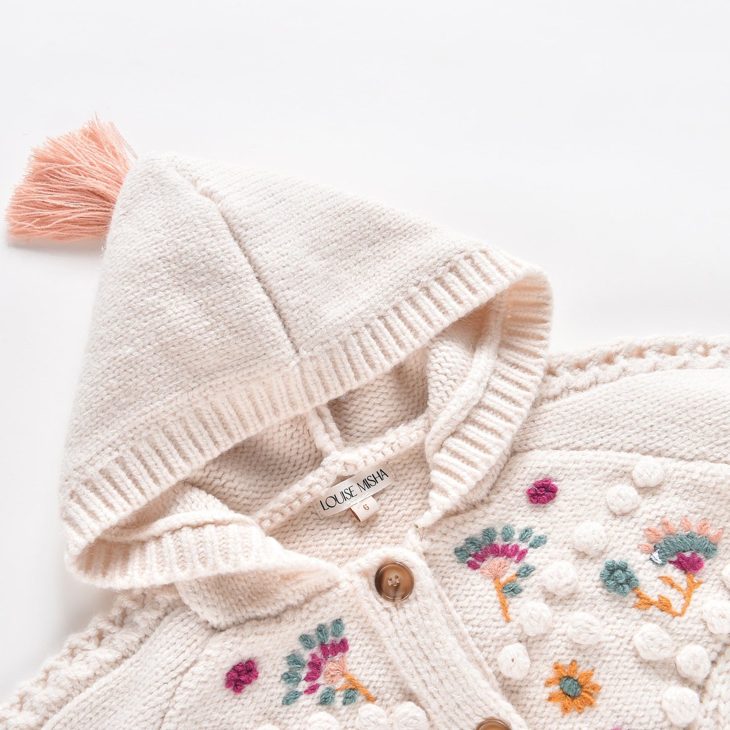 女童白色羊毛针织斗篷