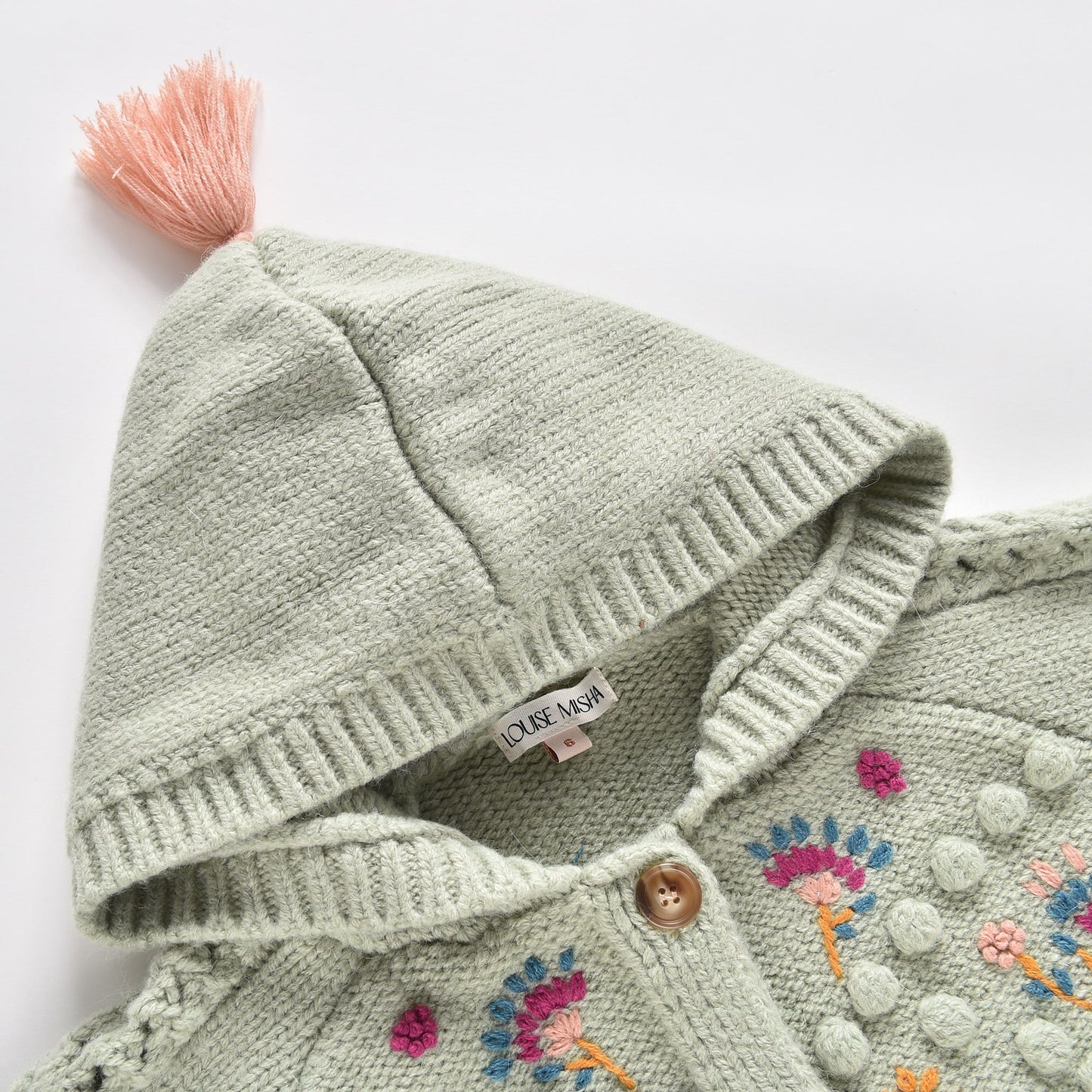 女童浅绿色羊毛针织斗篷