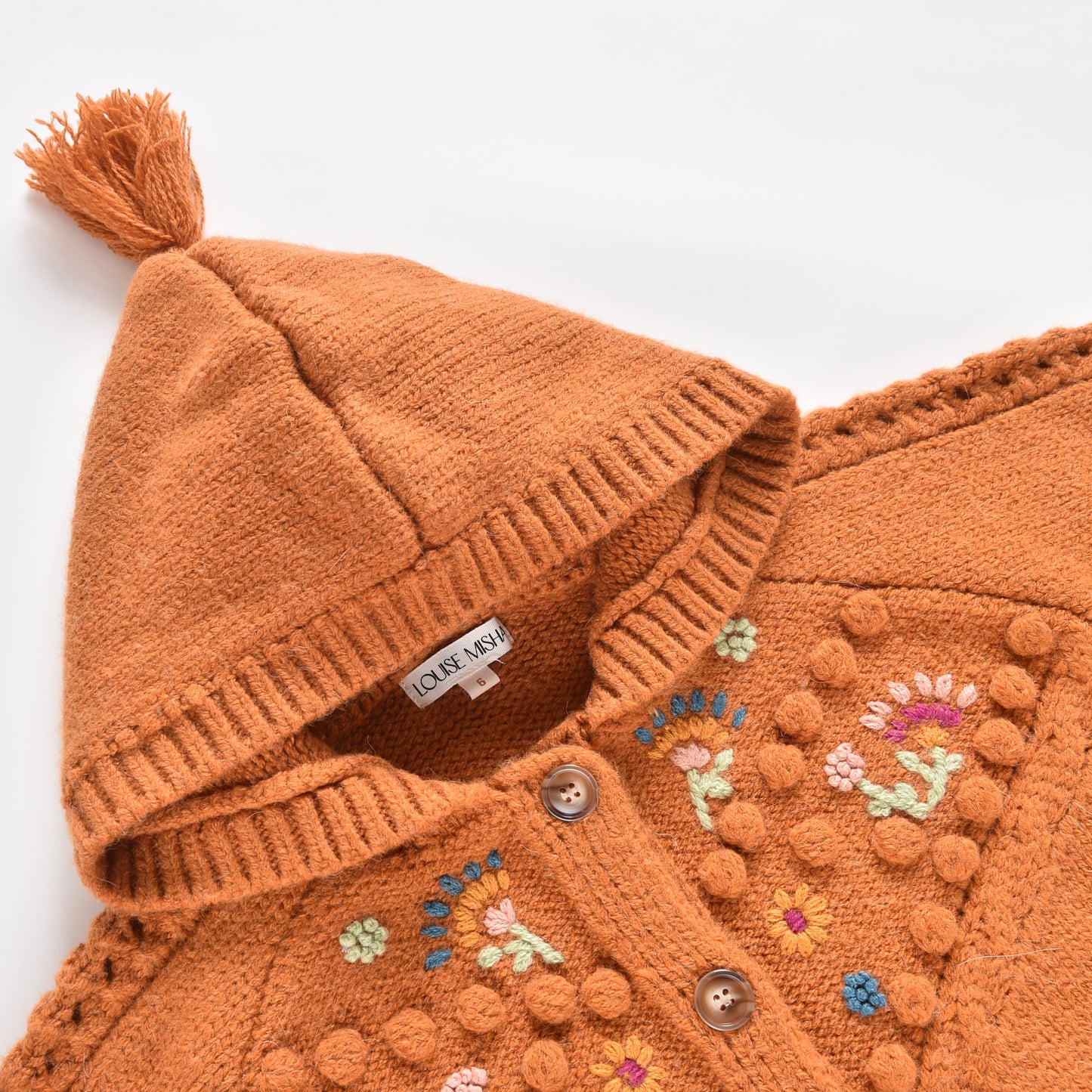 女童焦糖色羊毛针织斗篷