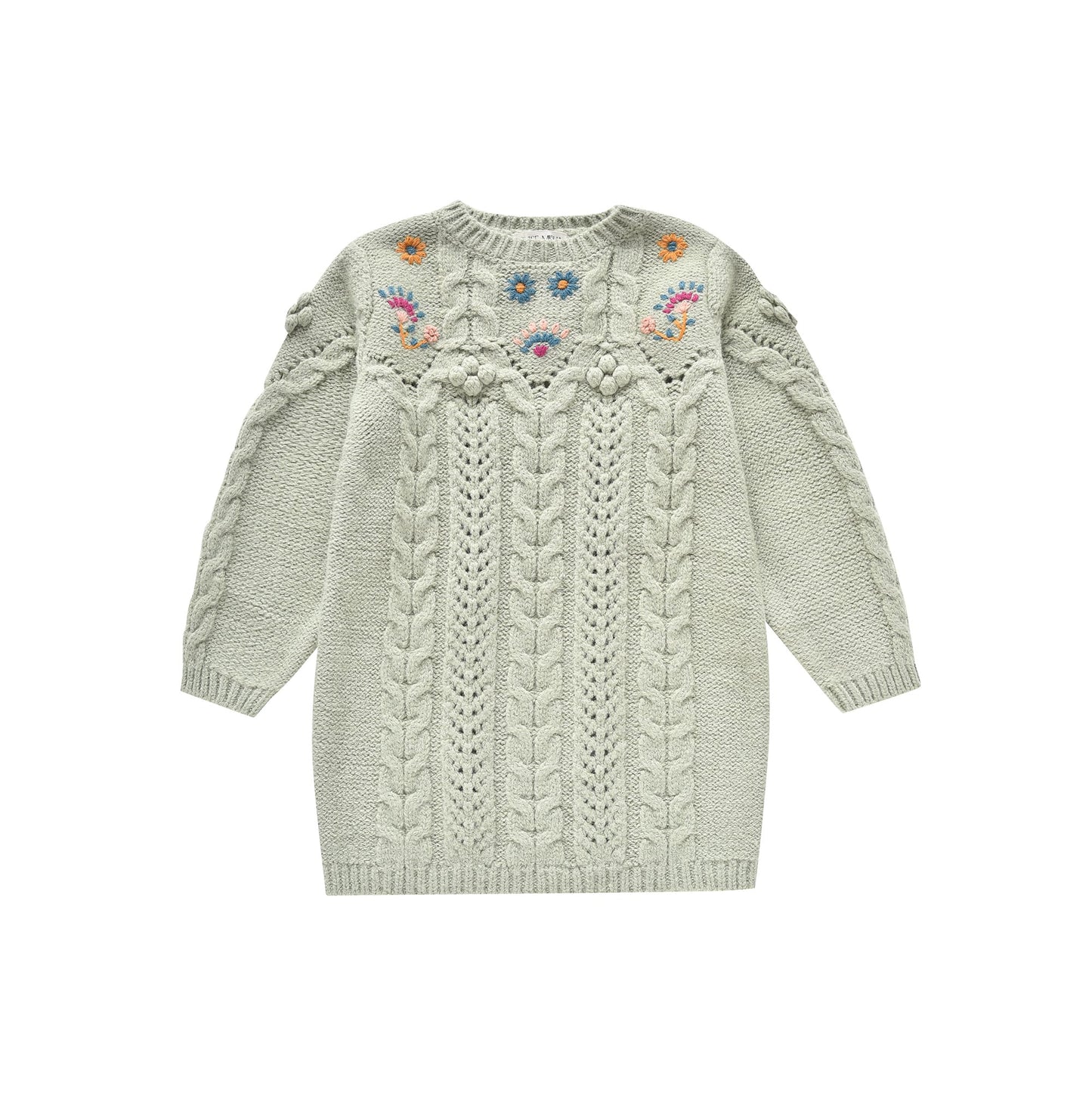 女童浅绿色针织连衣裙