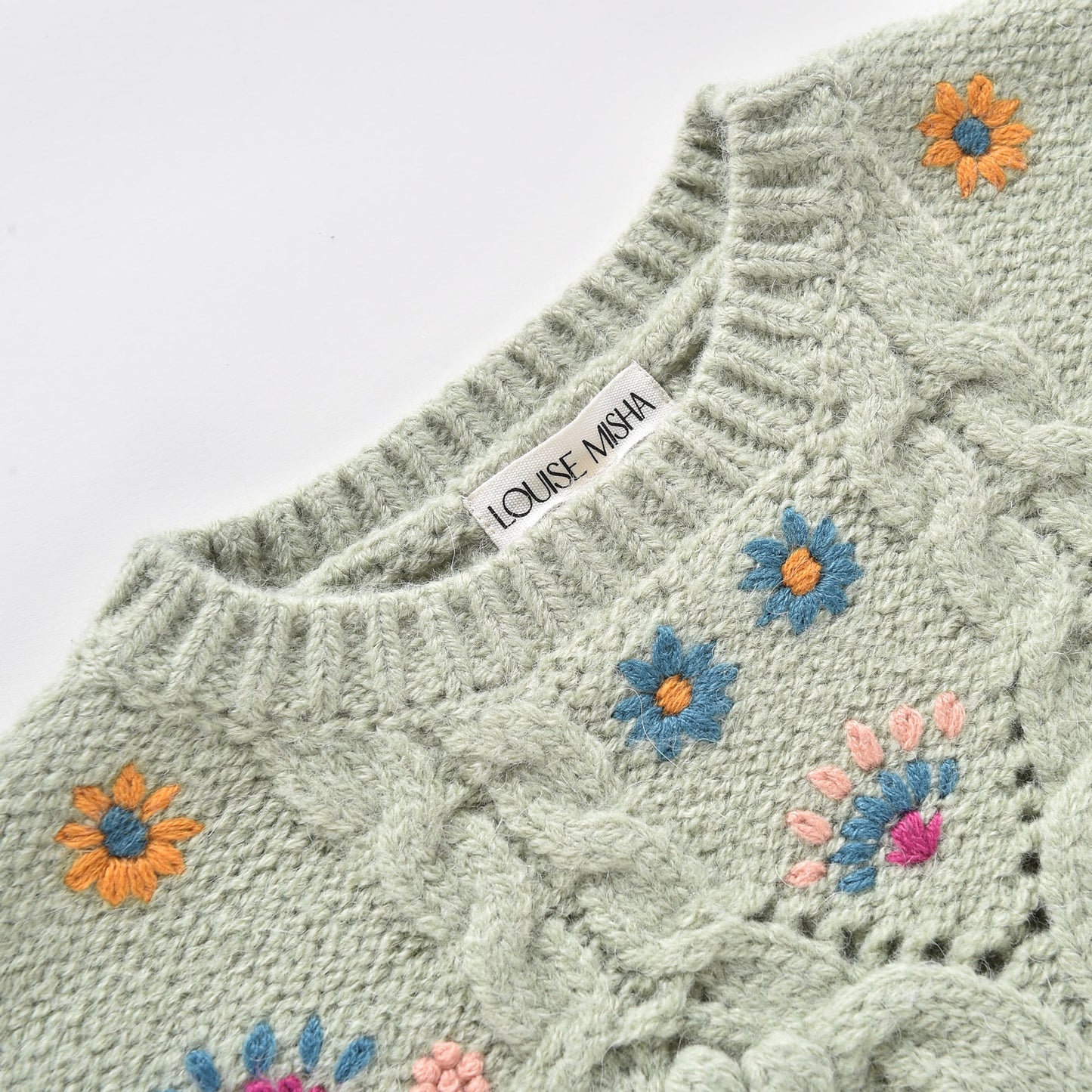 女童浅绿色针织连衣裙