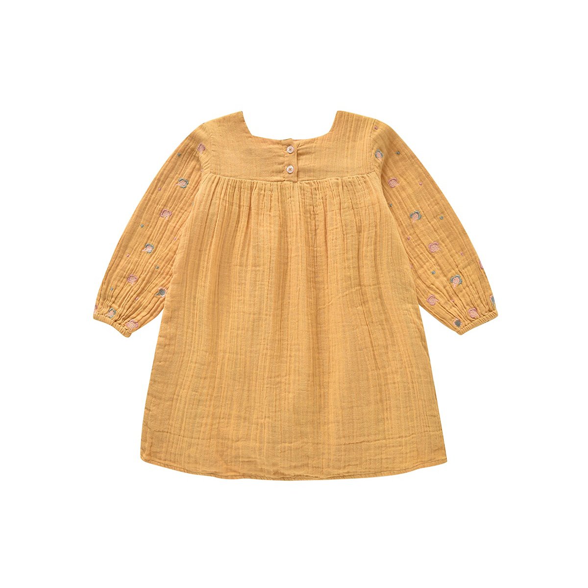 女童黄色刺绣棉连衣裙