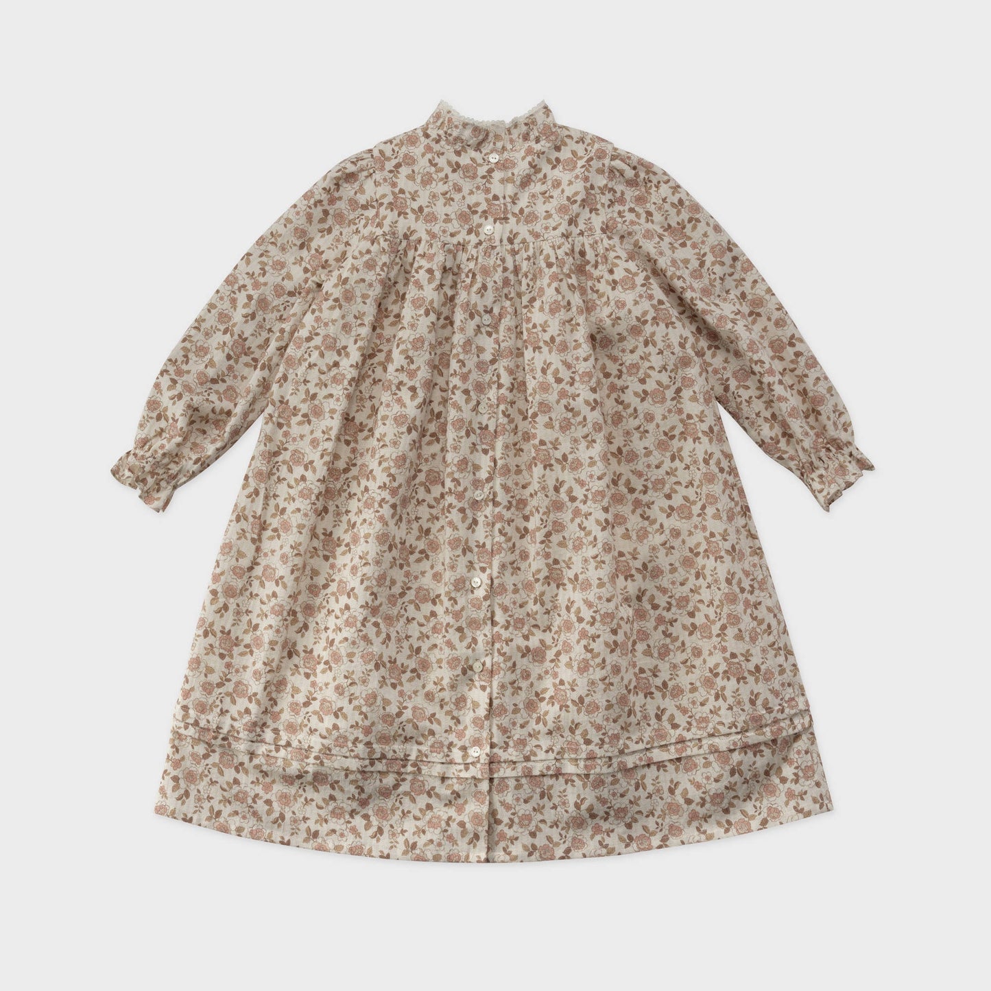 女童粉色碎花棉连衣裙