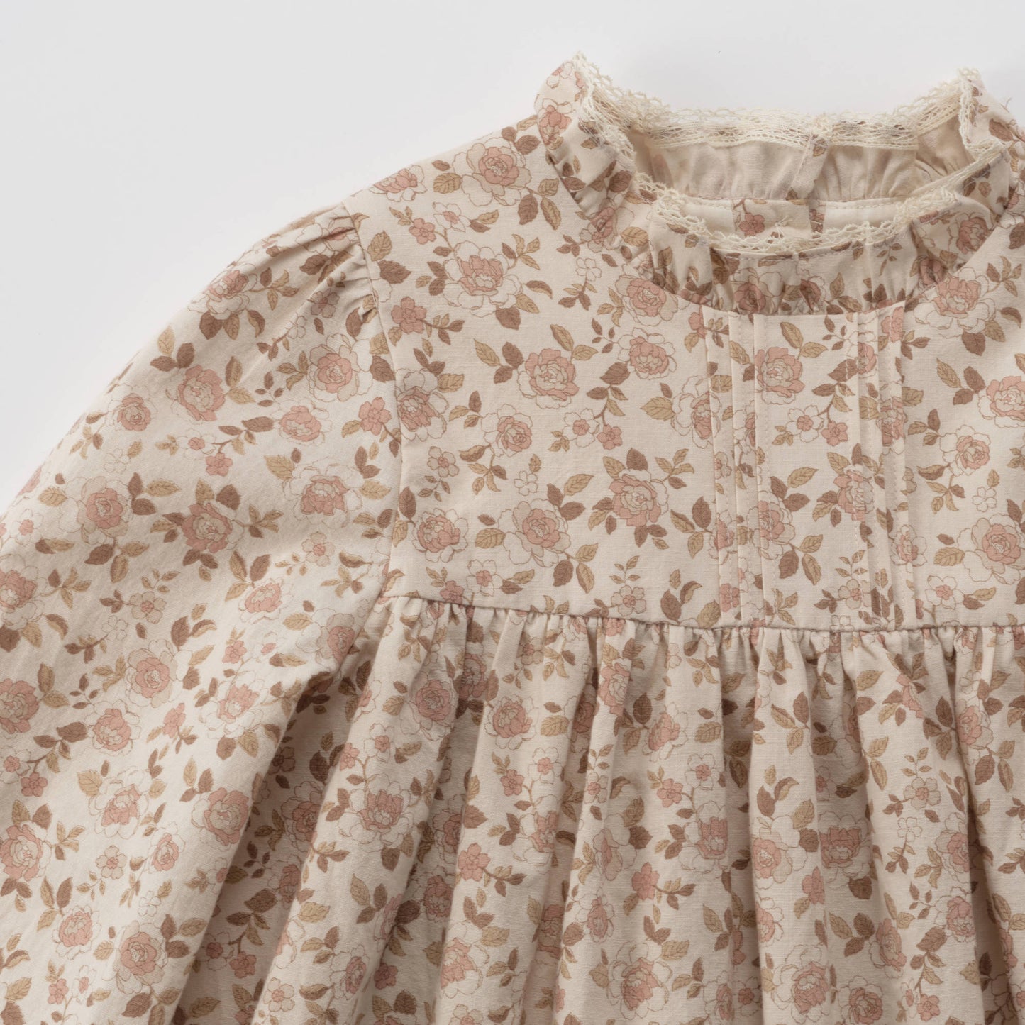 女童粉色碎花棉连衣裙